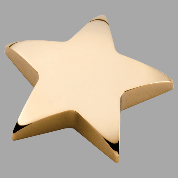 4" x 4" Gold Metal Star Paperweight Plaque – item 107