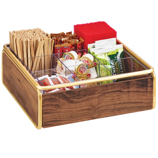 Mid-Century Condiment Organizer w/ Brass Accents - 12" x 12" – item 211370746