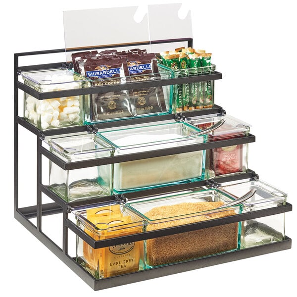 3-Step Condiment Station w/ 9 Glass Jars - 16" x 14 3/4" – item 211360313