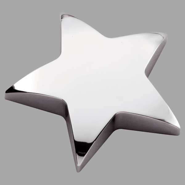 4" x 4" Chrome Metal Star Paperweight Plaque – item 125