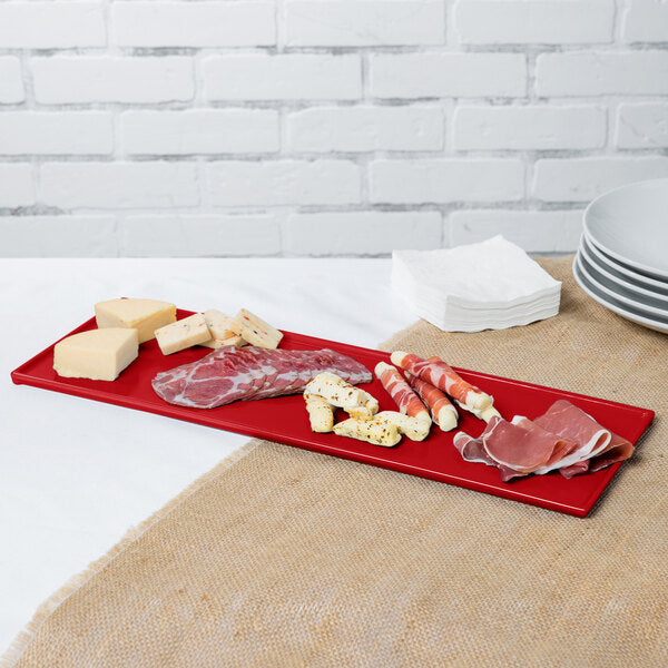 Tablecraft CW2107R 19 1/2" x 6 7/8" Red Serving Platter – item 8082107R image 2