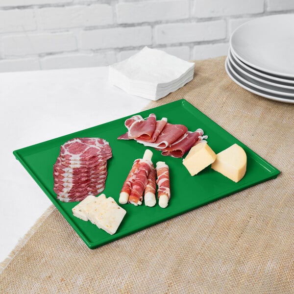 Tablecraft CW2112GN 12 7/8" x 10 1/2" Green Serving Platter – item 8082112GN image 2