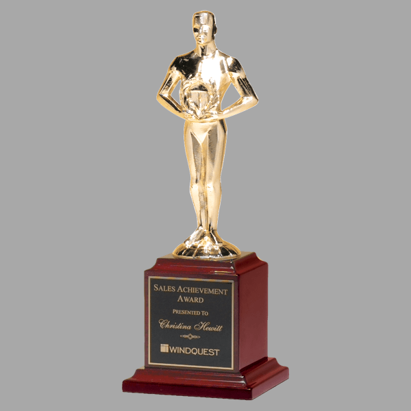 9" Cast Metal Gold Classic Achiever Figure on a Base Plaque – item 1520