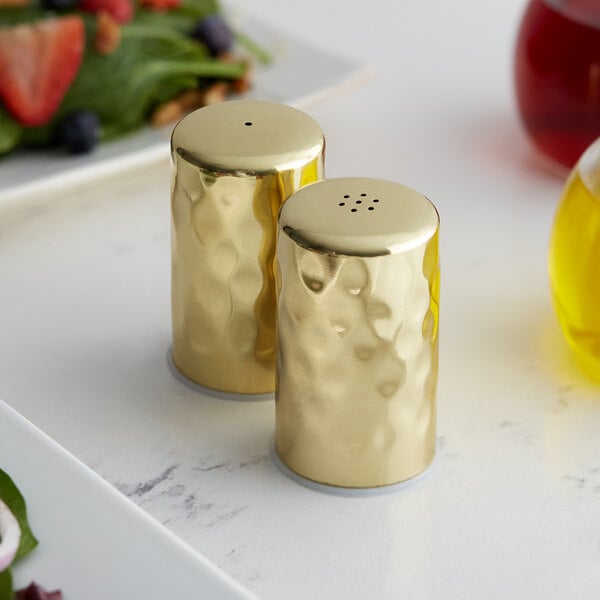 2 oz. Gold Hammered Finish Salt & Pepper Shaker – item 124GHSP2 image 2