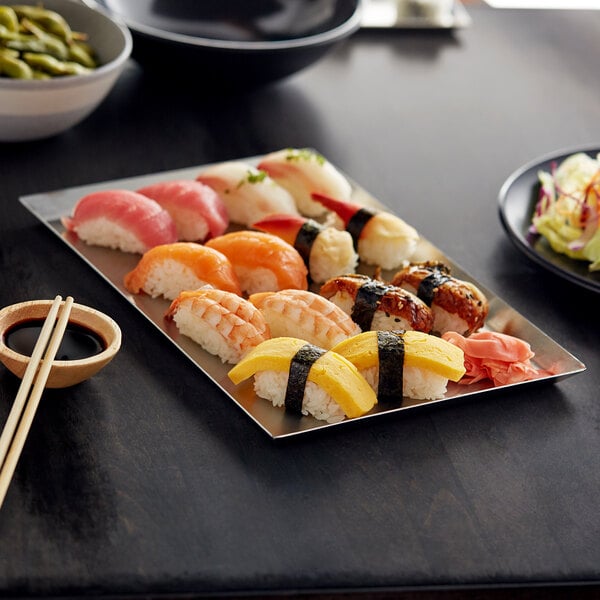 Acopa 12" x 8 1/4" Appetizer Serving Tray w/ Angled Brim – item 304APP128TRY image 2