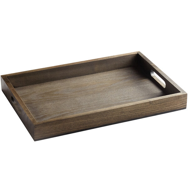 GET Taproot 16 1/4" x 11" Walled Serving Tray w/ Handles – item 375WD14ASH