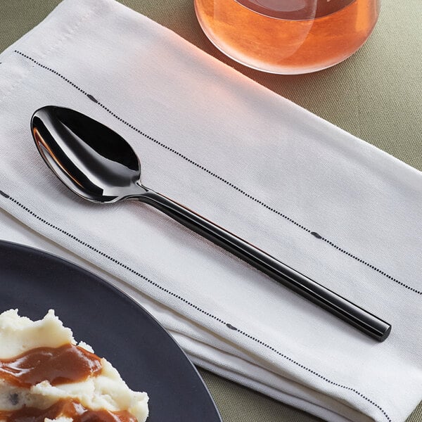 Acopa Phoenix Black 7 3/4" Dinner / Dessert Spoon – item 267810003B image 2