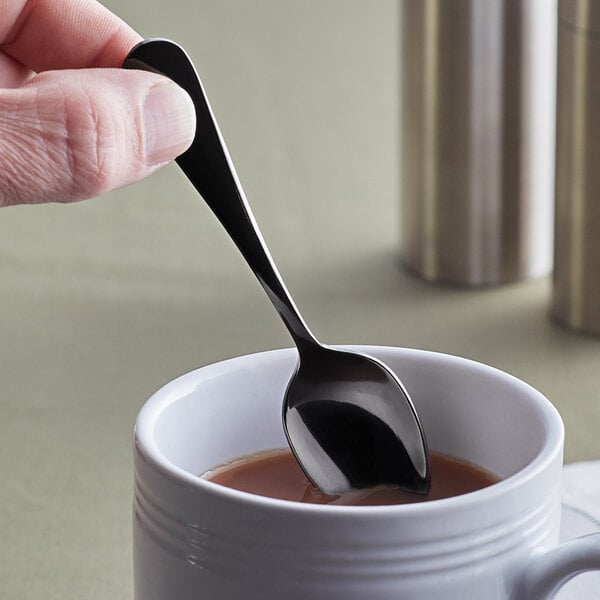 Acopa Vernon Black 4 1/2" Heavy Demitasse Spoon – item 267800000B image 2