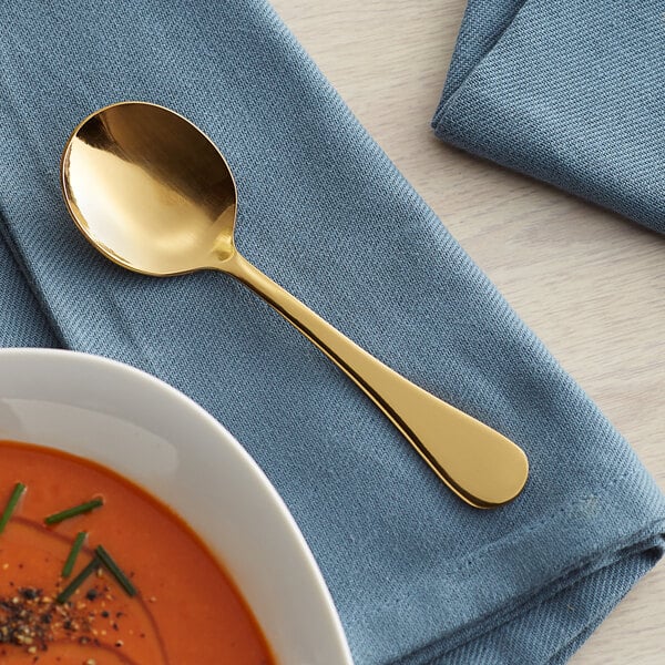 Acopa Vernon Gold 6 1/16" Heavy Bouillon Spoon – item 267800002G image 2