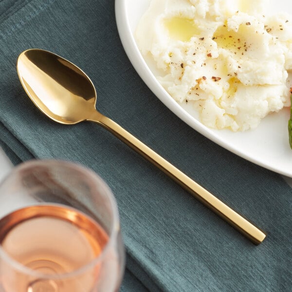 Acopa Phoenix Gold 7 3/4" Dinner / Dessert Spoon – item 267810003G image 2