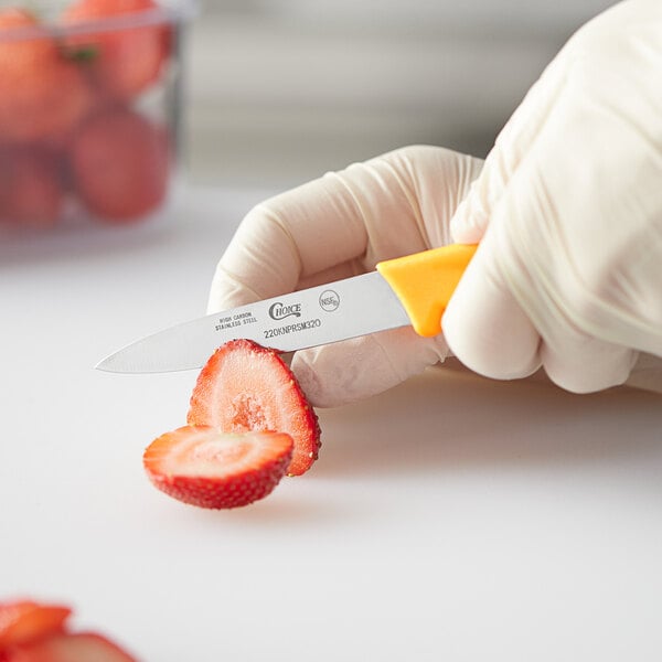Choice 3 1/4" Smooth Edge Paring Knife w/ Neon Orange Handle – item 220KNPRSM32O image 2