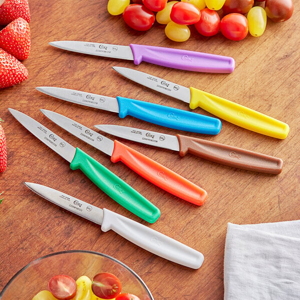 Choice 3 1/4" Smooth Edge Paring Knife w/ Colored Handle – item 220KCPARPK7 image 2