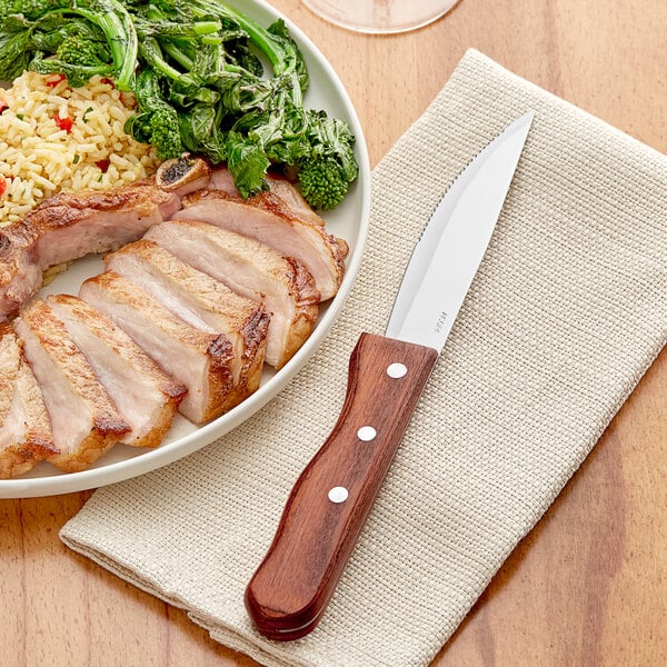 Acopa 4 7/8" Steak Knife w/ Jumbo Natural Finish Wood Handle – item 26720402 image 2