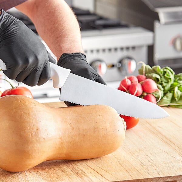 Choice 10" Serrated Chef Knife w/ White Handle – item 220KWCHFSR10 image 2