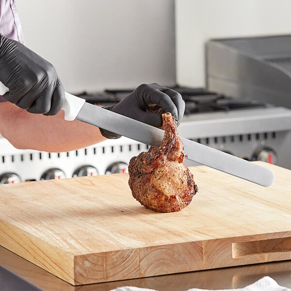 Choice 14" Smooth Edge Slicing Knife w/ White Handle – item 220KWSLCSM14 image 2