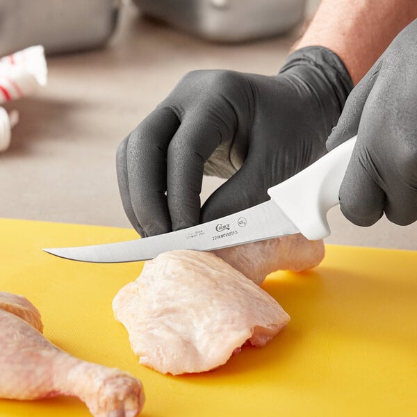 Choice 5" Curved Semi-Stiff Boning Knife w/ White Handle – item 220KWCVSSTF5 image 2