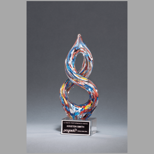 10" Helix Multi-Color Art Glass on Clear Base Award – item 2270