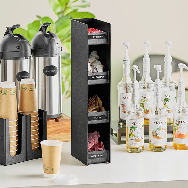 ServSense Black 4-Section Condiment Organizer - 4 1/4" x 7" – item 651CNOPLV4 image 2