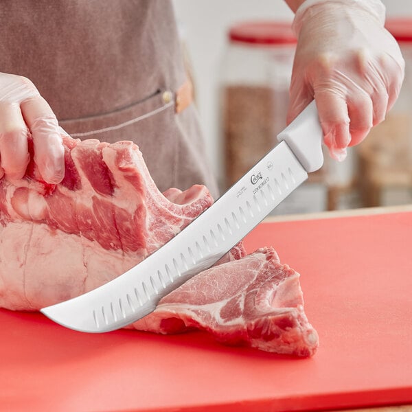 Choice 12" Granton Edge Cimeter Knife w/ White Handle – item 220KWCIMGE12 image 2