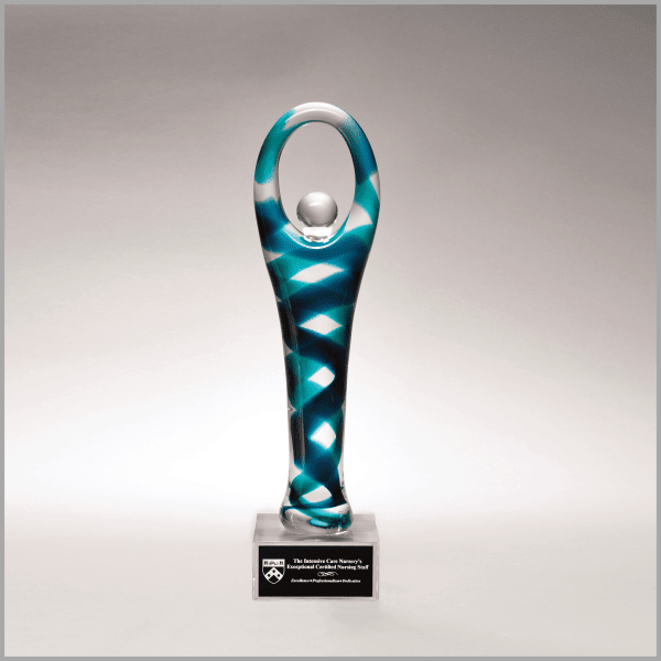 12.25" Victory Art Glass on Clear Base w/ Black Plaque – item 2299