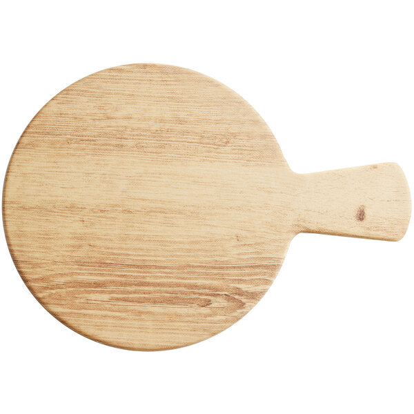 Acopa 9" Round Light Oak Faux Wood Serving Board w/ Handle – item 304FXWD108B image 2