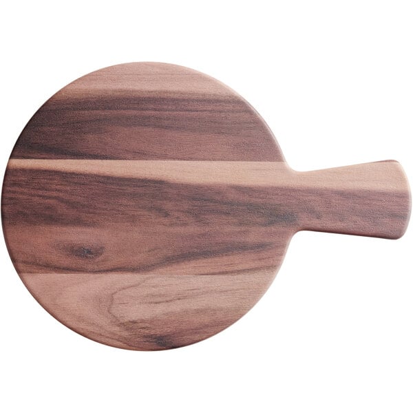 Acopa 9" Round Walnut Faux Wood Serving Board w/ Handle – item 304FXWD108W image 2
