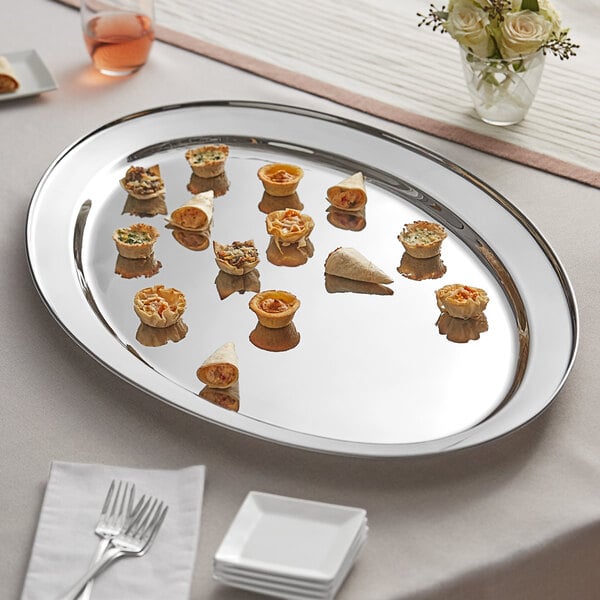 Acopa 27 3/4" x 18 3/4" Stainless Serving Platter – item 553PLTROVL26 image 2