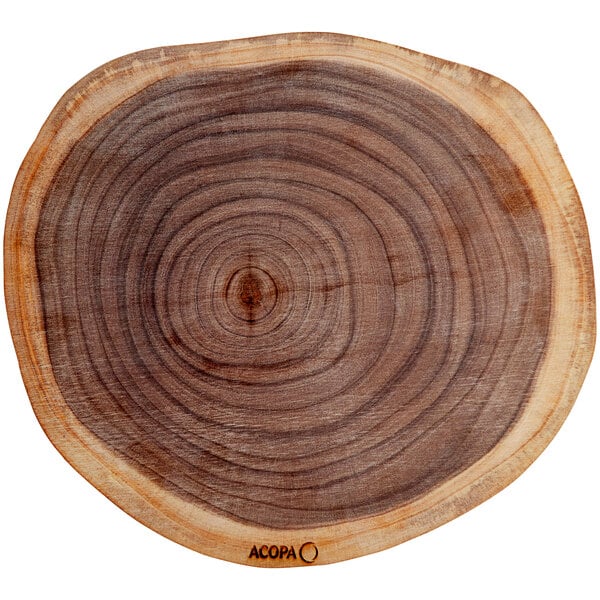 Acopa 14" Round Live Edge Acacia Wood Serving Board – item 303LVE14 image 2