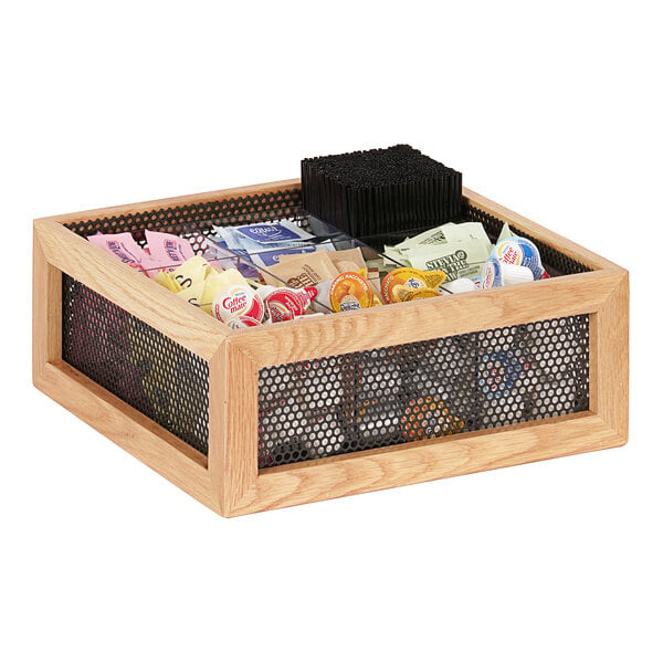 Cal-Mil 12" x 12" 9-Section Oak / Metal Condiment Organizer – item 21122915115 image 2