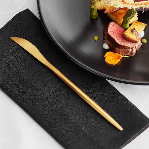 Acopa Odin Gold 8 7/8" Brushed X-Heavy Dinner Knife – item 267540808G image 2