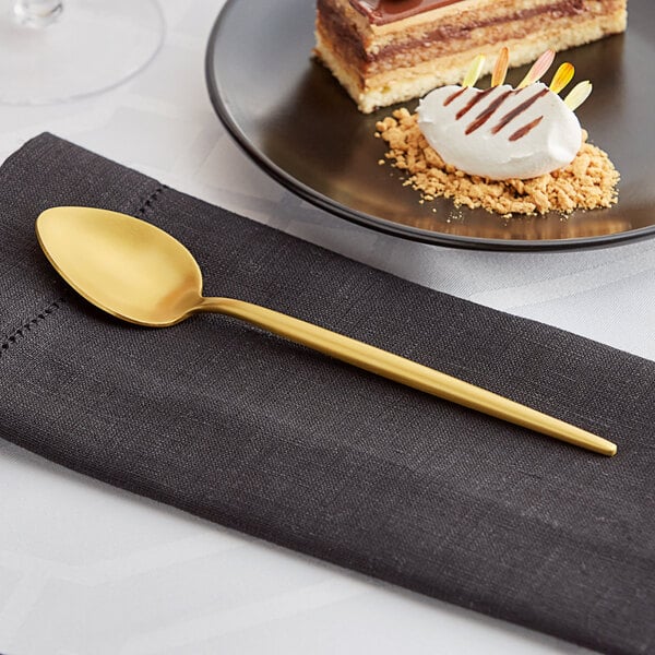 Acopa Odin Gold 7 1/2" Brushed X-Heavy Teaspoon – item 267540801G image 2