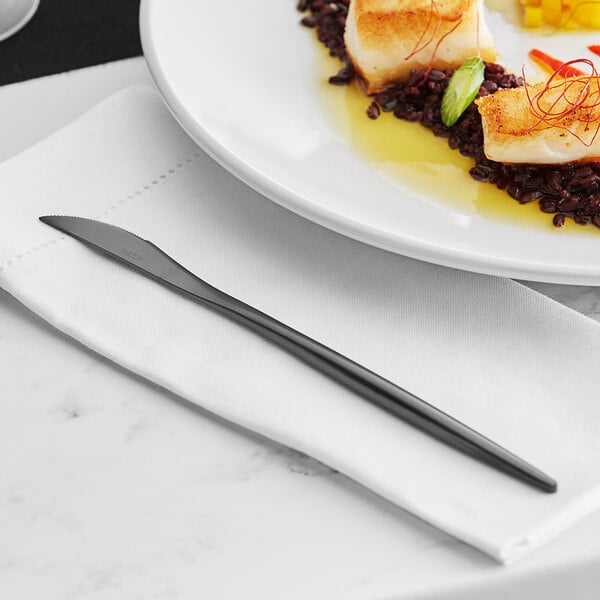 Acopa Odin Black 8 7/8" Brushed X-Heavy Dinner Knife – item 267540808B image 2