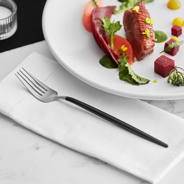 Acopa Odin Black / Silver 8 7/8" Brushed X-Heavy Dinner Fork – item 267540805SB image 2