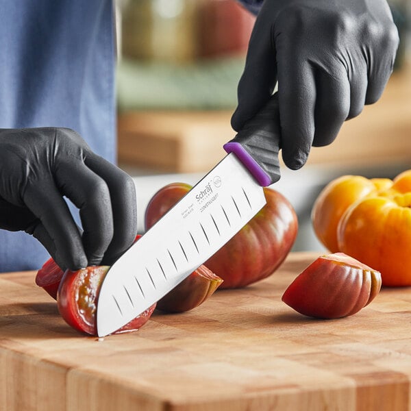 Schraf Santoku Knife w/ Purple Allergen-Free TPRgrip Handle – item 220VSTKUGEP7 image 2