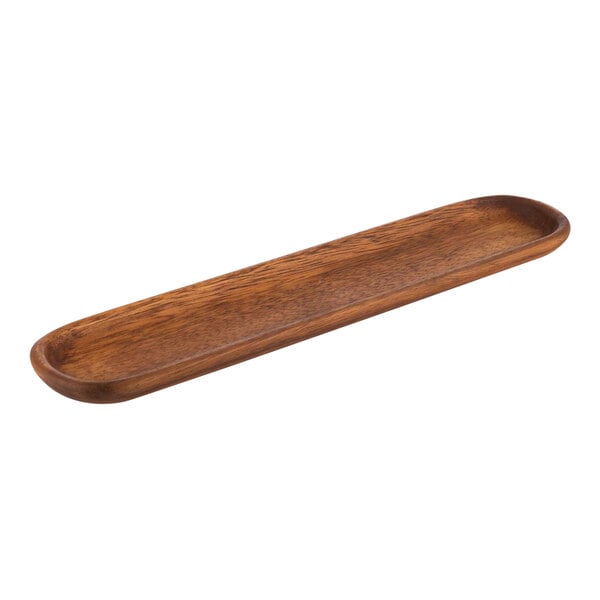 APS 14 1/2" x 3 1/8" x 3/4" Acacia Oval Serving Board – item 959APS00792
