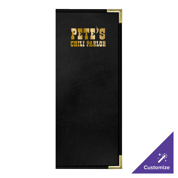 H. Risch, Inc. 4 1/4" x 11" Menu Cover w/ Interior Pocket – item 759LP12V41BL image 2