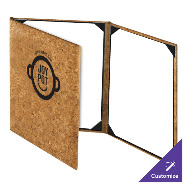 5 1/2" x 8 1/2" Customizable Cork Continuous 3 Menu Cover – item 659CO630ANC image 2