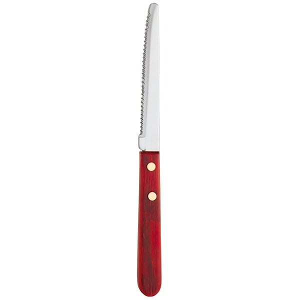 Libbey 200 1682 8 1/4" Steak Knife w/ Red Wood Handle – item 9592001682