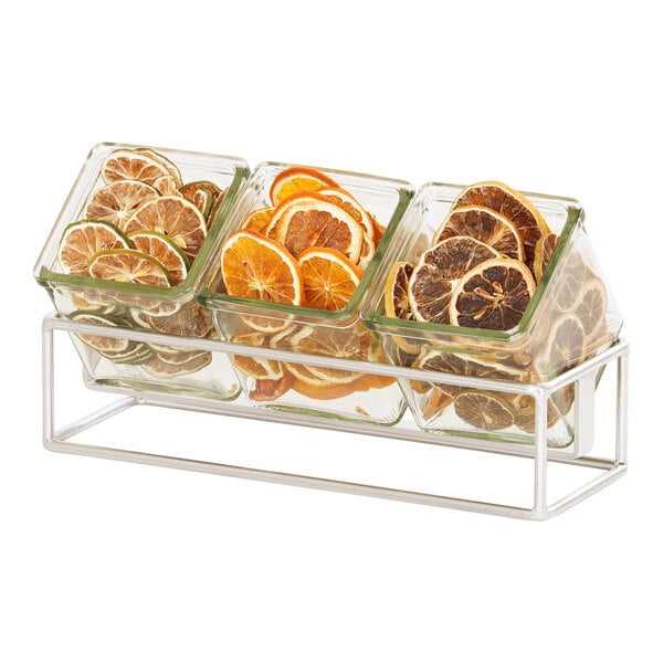12 1/2" x 4 1/2" Condiment Display w/ 3 Square Glass Jars – item 21123747349 image 2