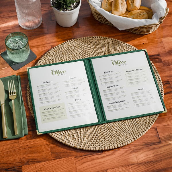 Choice 8 1/2" x 11" 4-View Double Pocket Menu Cover – item 1762PK8511GR image 2