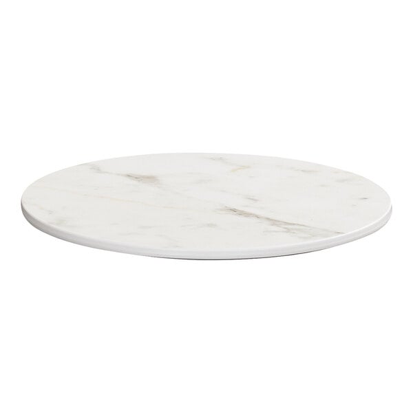 Cal-Mil 8 3/4" White Carrara Marble Round Serving Tray – item 211409881