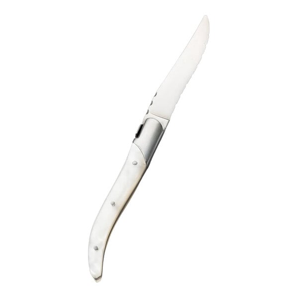 Bon Chef Laguiole 8 3/4" Steak Knife w/ White Acrylic Handle – item 201S945