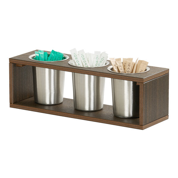 17" x 5 1/2" Mocha 3-Cylinder Condiment Display 28603-3-140 – item 211V33140286 image 2