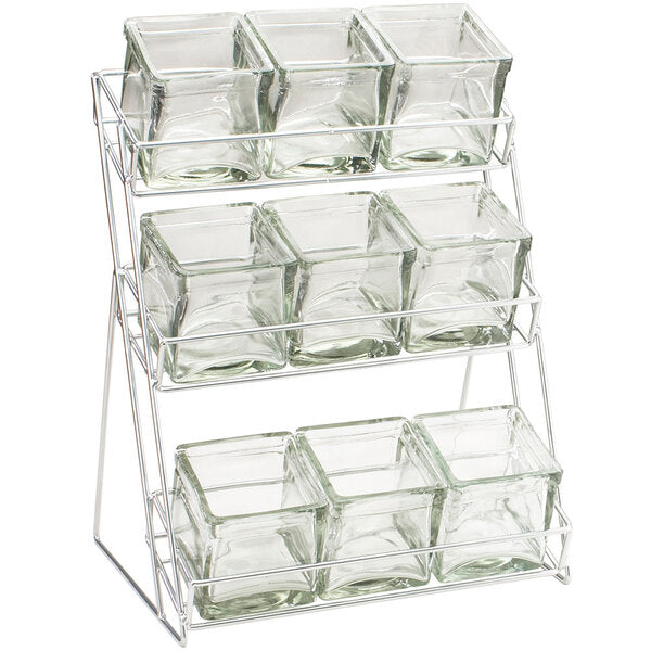 Iron Three Tier Platinum Nine Jar - 13" x Condiment Display – item 211181239