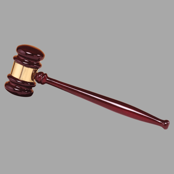 10" Rosewood Piano Gavel w/ Gold Band Plaque – item 5120