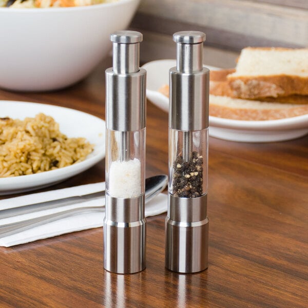 American Metalcraft" Presto Push Salt & Pepper Mill – item 124PMG6SET image 2