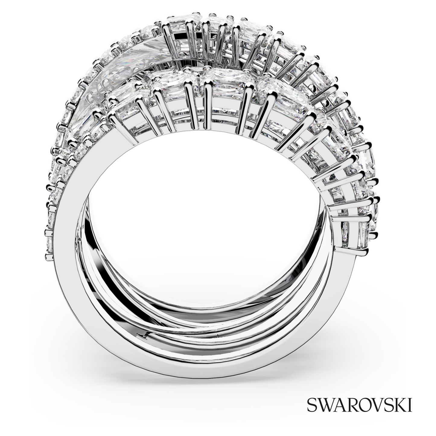 Swarovski Hyperbola ring, Mixed cuts, White, Rhodium plated – item 5580952 image 4