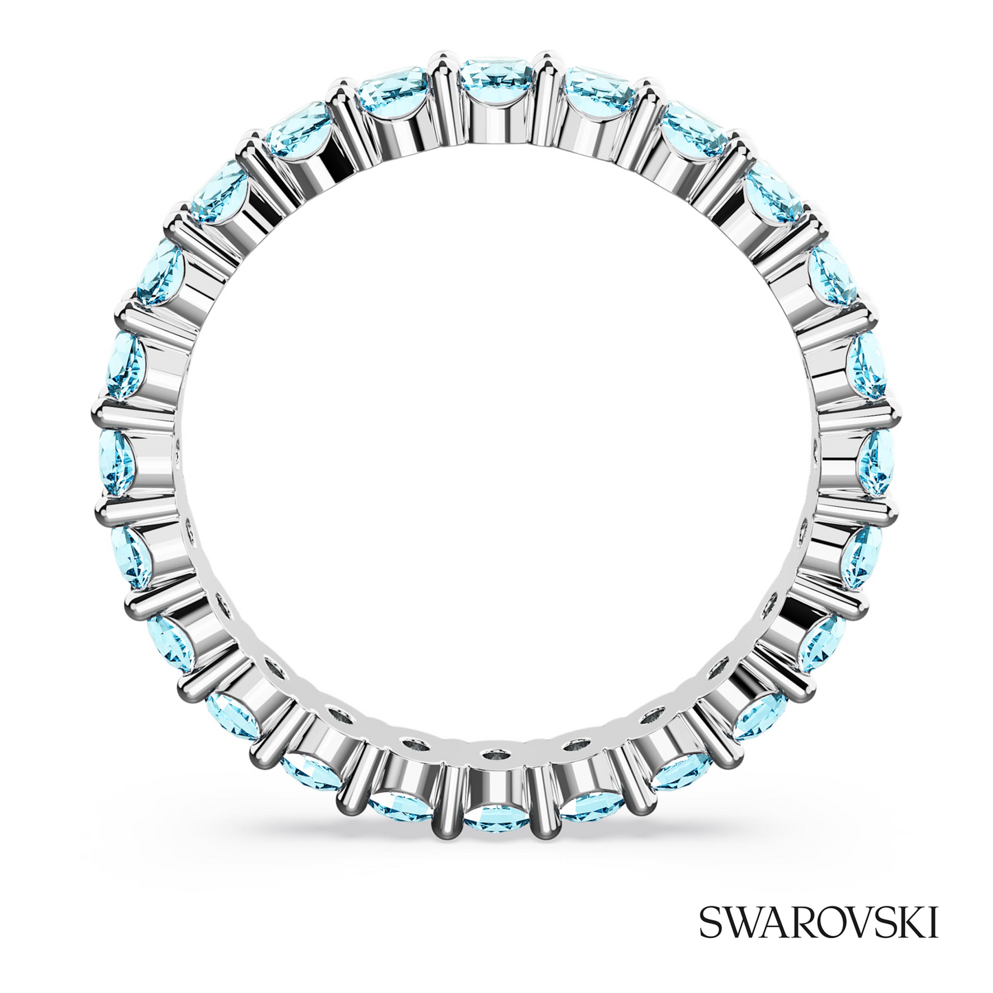 Swarovski Matrix ring, Round cut, Blue, Rhodium plated – item 5658668 image 4
