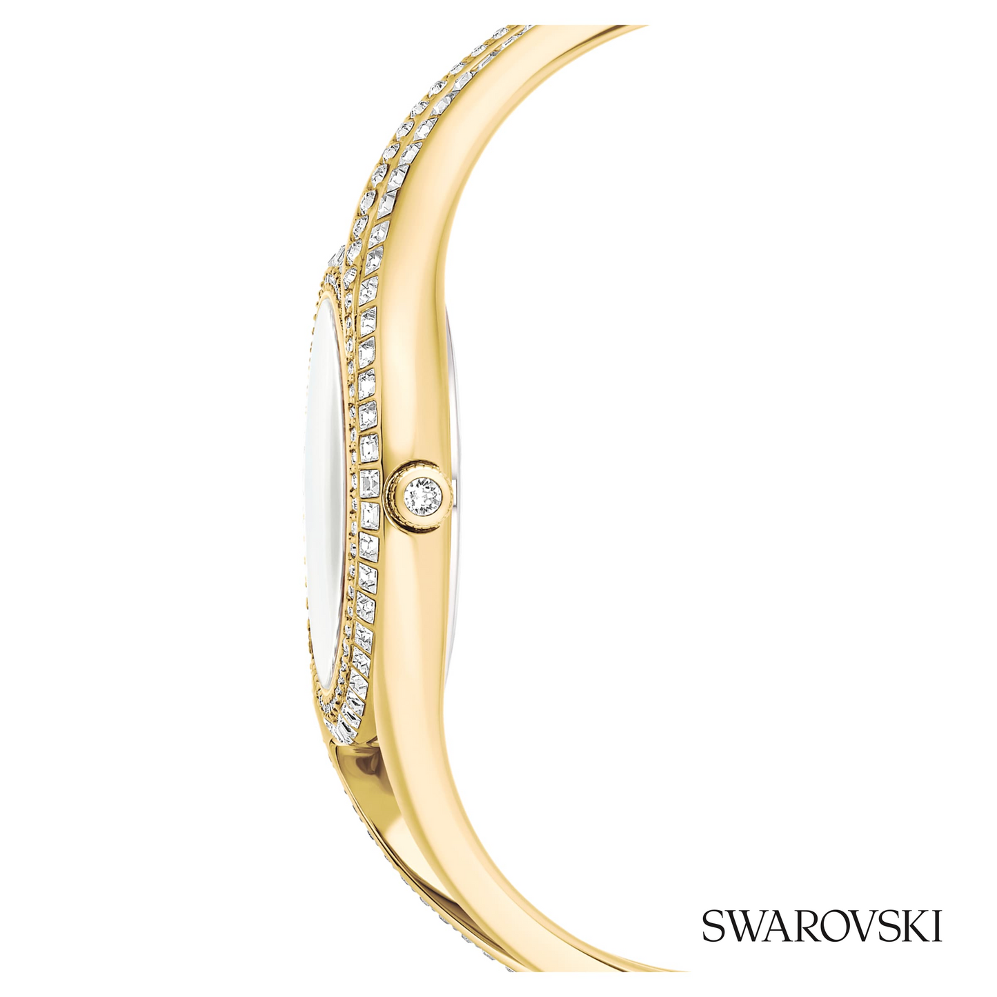 Hyperbola bangle watch, Swiss Made, Metal bracelet, Gold tone