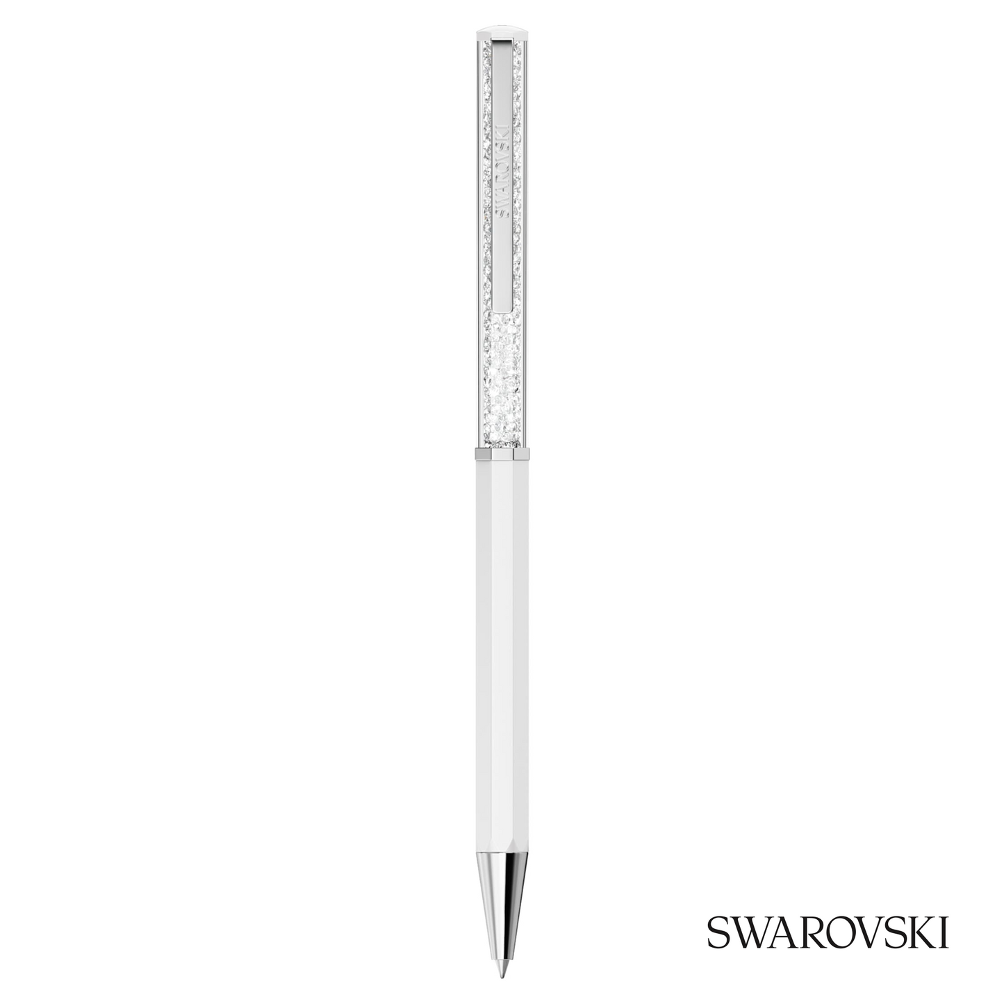 Swarovski Crystalline Ballpoint Pen, White Lacquered, Crystals / Chrome Plated / Lacquered